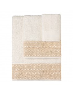 Beauty Home Σετ πετσέτες 3τμχ με δαντέλα Art 3440 (30x50+50x90+70x140) Εκρού