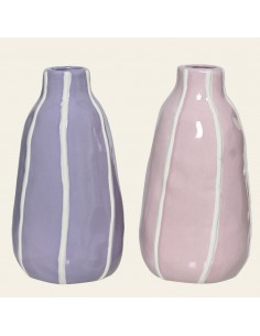 Beauty Home Βάζο Πορσελάνης με Ρίγα 11.2 x 20.9 CM  Λιλά