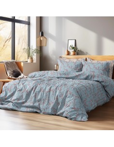 Beauty Home Σετ κουβερλί υπέρδιπλο Art 12211 Emerald 100% Βαμβακοσατέν 300tc 220x240 Σιέλ