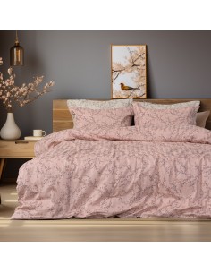 Beauty Home Σετ παπλωματοθήκη υπέρδιπλη Art 12214 Flora 100% Βαμβακοσατέν 300tc 230x250 Σομόν