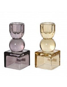 Beauty Home Γυάλινο κηροπήγιο 5 cm x 11cm  Μόκα