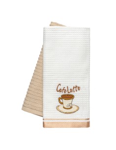 Beauty Home Ποτηρόπανα σετ 2τμχ Latte Art 8804 40x60 Μπεζ