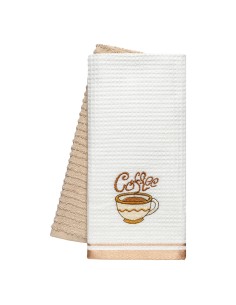 Beauty Home Ποτηρόπανα σετ 2τμχ Coffe Art 8810 40x60 Μπεζ