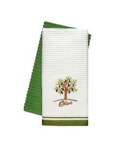 Beauty Home Ποτηρόπανα σετ 2τμχ Olive Art 8814 40x60 Πράσινο