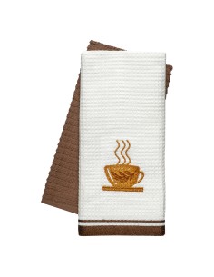 Beauty Home Ποτηρόπανα σετ 2τμχ Chocolate Art 8818 40x60 Καφέ