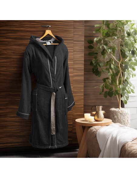 Beauty Home Μπουρνούζι με κουκούλα Art 3424 Μαύρο S Beauty Home Μπουρνούζι με κουκούλα Art 3424 Μαύρο S