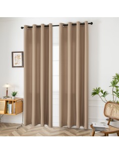 Beauty Home Κουρτίνα μεσαίας σκίασης με 8 μεταλλικούς κρίκους Effect Art 8443 140x270 Μπεζ 2