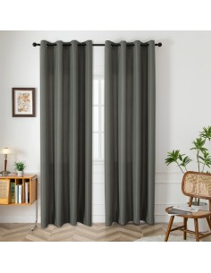 Beauty Home Κουρτίνα μεσαίας σκίασης με 8 μεταλλικούς κρίκους Effect Art 8443 140x270 Ανθρακί