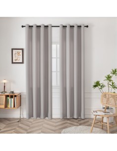 Beauty Home Κουρτίνα μεσαίας σκίασης με 8 μεταλλικούς κρίκους Effect Art 8443 140x270 Ασημί
