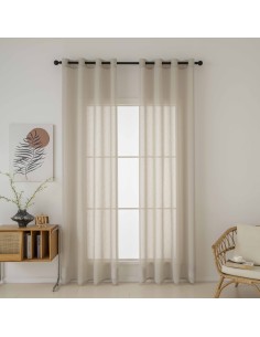 Beauty Home Κουρτίνα γάζα μονόχρωμη με 8 μεταλλικούς κρίκους Fit Art 8447 140x270 Μπεζ