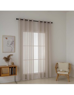 Beauty Home Κουρτίνα γάζα μονόχρωμη με 8 μεταλλικούς κρίκους Sharp Art 8448 140x270 Άμμου 2