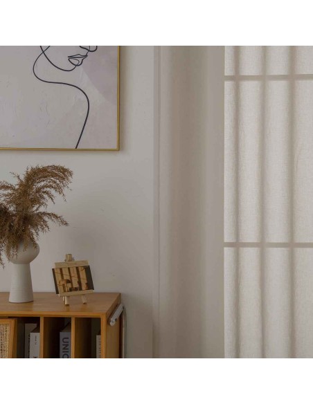 Beauty Home Κουρτίνα γάζα μονόχρωμη με 8 μεταλλικούς κρίκους Sharp Art 8448 140x270 Άμμου