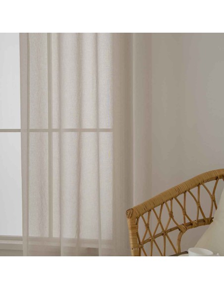 Beauty Home Κουρτίνα γάζα μονόχρωμη με 8 μεταλλικούς κρίκους Sharp Art 8448 140x270 Άμμου