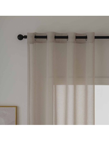 Beauty Home Κουρτίνα γάζα μονόχρωμη με 8 μεταλλικούς κρίκους Sharp Art 8448 140x270 Άμμου