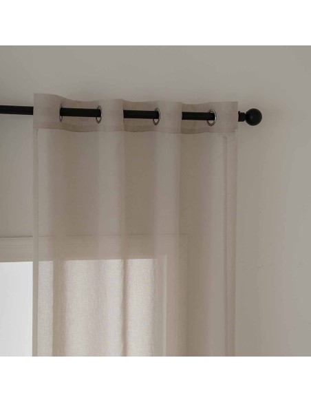 Beauty Home Κουρτίνα γάζα μονόχρωμη με 8 μεταλλικούς κρίκους Sharp Art 8448 140x270 Άμμου