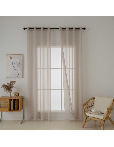 Beauty Home Κουρτίνα γάζα μονόχρωμη με 8 μεταλλικούς κρίκους Sharp Art 8448 140x270 Άμμου