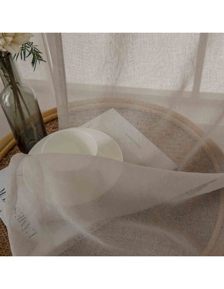 Beauty Home Κουρτίνα γάζα μονόχρωμη με 8 μεταλλικούς κρίκους Sharp Art 8448 140x270 Άμμου