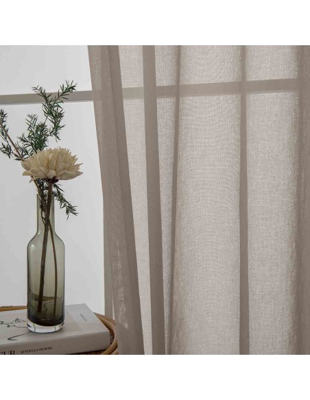 Beauty Home Κουρτίνα γάζα μονόχρωμη με 8 μεταλλικούς κρίκους Sharp Art 8448 140x270 Άμμου