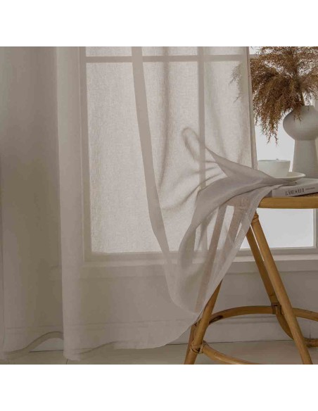 Beauty Home Κουρτίνα γάζα μονόχρωμη με 8 μεταλλικούς κρίκους Sharp Art 8448 140x270 Άμμου