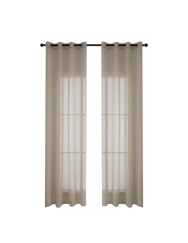 Beauty Home Κουρτίνα γάζα μονόχρωμη με 8 μεταλλικούς κρίκους Sharp Art 8448 140x270 Άμμου