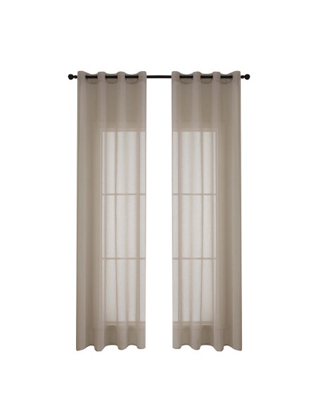 Beauty Home Κουρτίνα γάζα μονόχρωμη με 8 μεταλλικούς κρίκους Sharp Art 8448 140x270 Άμμου