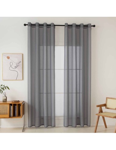 Beauty Home Κουρτίνα γάζα μονόχρωμη με 8 μεταλλικούς κρίκους Sharp Art 8448 140x270 Ανθρακί