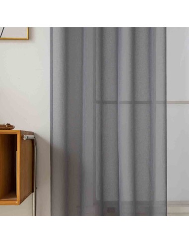 Beauty Home Κουρτίνα γάζα μονόχρωμη με 8 μεταλλικούς κρίκους Sharp Art 8448 140x270 Ανθρακί
