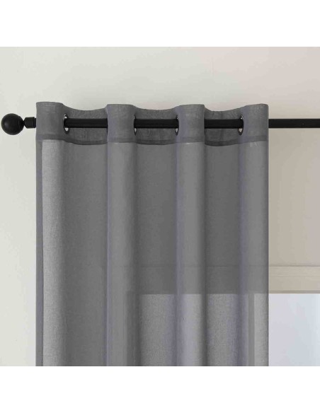 Beauty Home Κουρτίνα γάζα μονόχρωμη με 8 μεταλλικούς κρίκους Sharp Art 8448 140x270 Ανθρακί