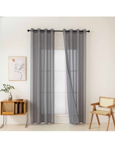 Beauty Home Κουρτίνα γάζα μονόχρωμη με 8 μεταλλικούς κρίκους Sharp Art 8448 140x270 Ανθρακί