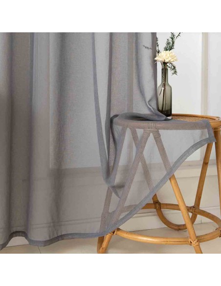 Beauty Home Κουρτίνα γάζα μονόχρωμη με 8 μεταλλικούς κρίκους Sharp Art 8448 140x270 Ανθρακί