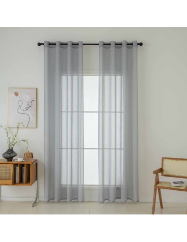 Beauty Home Κουρτίνα γάζα μονόχρωμη με 8 μεταλλικούς κρίκους Sharp Art 8448 140x270 Γκρι
