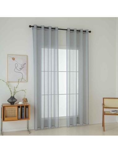 Beauty Home Κουρτίνα γάζα μονόχρωμη με 8 μεταλλικούς κρίκους Sharp Art 8448 140x270 Γκρι