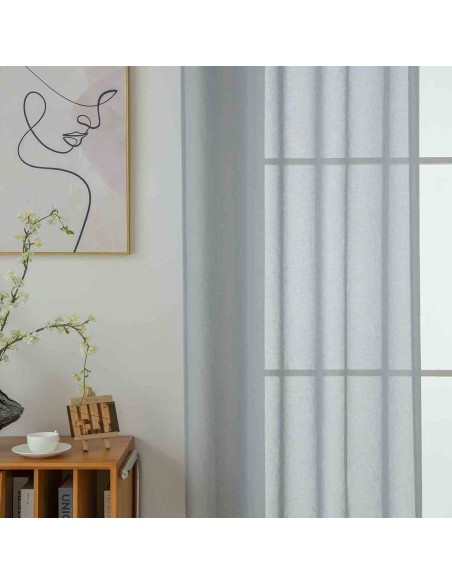 Beauty Home Κουρτίνα γάζα μονόχρωμη με 8 μεταλλικούς κρίκους Sharp Art 8448 140x270 Γκρι