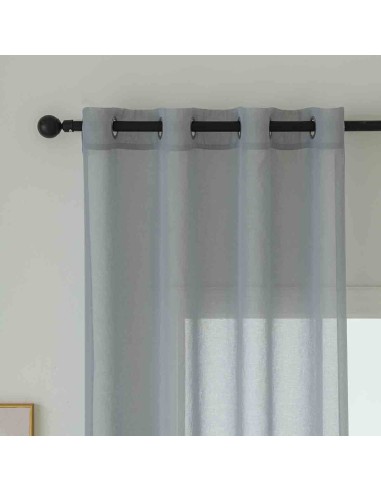 Beauty Home Κουρτίνα γάζα μονόχρωμη με 8 μεταλλικούς κρίκους Sharp Art 8448 140x270 Γκρι