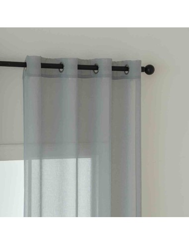 Beauty Home Κουρτίνα γάζα μονόχρωμη με 8 μεταλλικούς κρίκους Sharp Art 8448 140x270 Γκρι