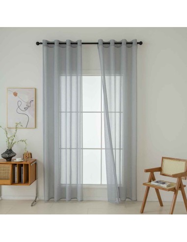 Beauty Home Κουρτίνα γάζα μονόχρωμη με 8 μεταλλικούς κρίκους Sharp Art 8448 140x270 Γκρι