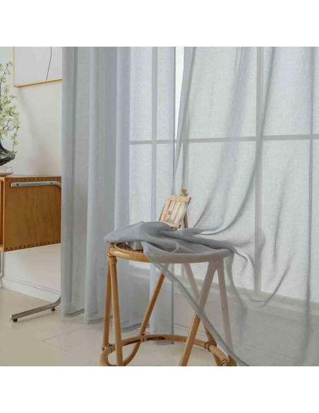 Beauty Home Κουρτίνα γάζα μονόχρωμη με 8 μεταλλικούς κρίκους Sharp Art 8448 140x270 Γκρι