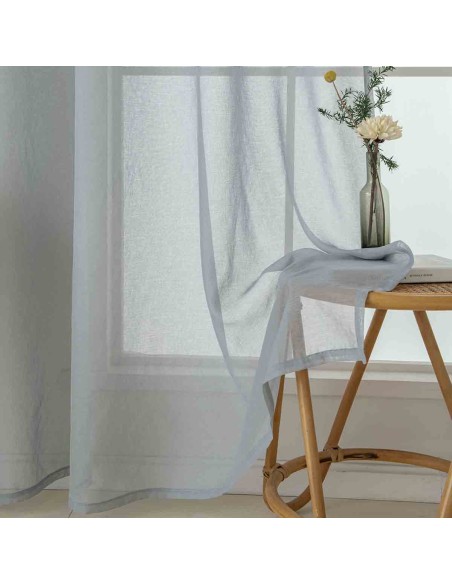 Beauty Home Κουρτίνα γάζα μονόχρωμη με 8 μεταλλικούς κρίκους Sharp Art 8448 140x270 Γκρι