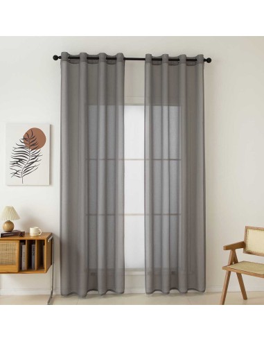 Beauty Home Κουρτίνα γάζα μονόχρωμη με 8 μεταλλικούς κρίκους Sharp Art 8448 140x270 Μπεζ