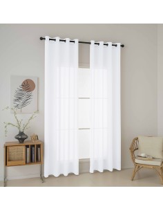 Beauty Home Κουρτίνα γάζα μονόχρωμη με 8 μεταλλικούς κρίκους Fit Art 8447 140x270 Λευκό 2