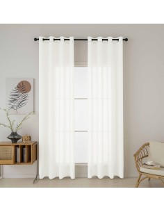 Beauty Home Κουρτίνα γάζα μονόχρωμη με 8 μεταλλικούς κρίκους Fit Art 8447 140x270 Εκρού
