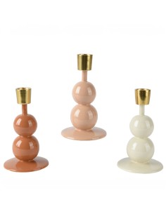 Beauty Home Μεταλλικό Κηροπήγιο με Σμάλτο 8.5  x 15 cm  Μόκα