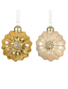 Beauty Home Γυάλινο Στολίδι Λουλούδι 8cm  ΧΡΥΣΟ