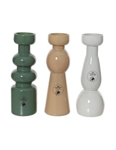 Beauty Home Κηροπήγιο Από Ανακυκλωμένο Γυαλί 6.5 x 20 cm  Μπεζ