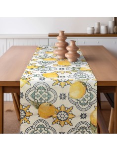 Beauty Home ΡΑΝΝΕΡ ΣΤΟΦΑ ΛΕΜΟΝΙΑ ΣΕ ΦΟΝΤΟ ΜΕ ΠΛΑΚΑΚΙΑ   32 cm x 2.5 m