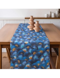 Beauty Home ΡΑΝΝΕΡ  ΚΥΜΑΤΑ ΜΠΛΕ / ΧΡΥΣΟ   32 cm x 1