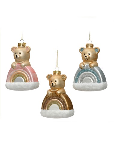 Beauty Home Στολίδι Rainbow Αρκουδάκι 11.3 x 8.3 x 13.5 cm  Ροζ