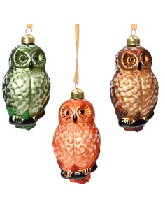 Beauty Home Γυάλινο Στολιδι Κουκουβάγια 5.5cm x 7cm x 13.5cm  Πράσινο