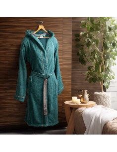 Beauty Home Μπουρνούζι με κουκούλα Art 3427 Πετρόλ S