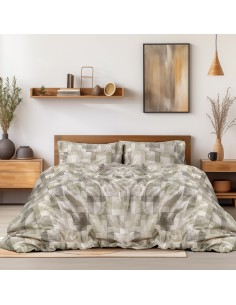 Beauty Home Σετ σεντόνια φανελένια King Size με λάστιχο Degas Art 12337 185x200+32 Πράσινο